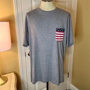 Travis Mathew Party On Gray Short Sleeve Tee T-Shirt American Flag Pocket XXL